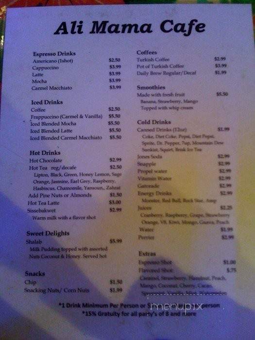 Ali Mama Cafe - Los Angeles, CA menu_pic