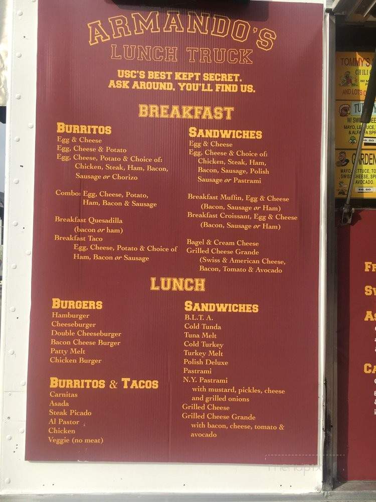 Armando's Lunch Truck - Los Angeles, CA menu_pic