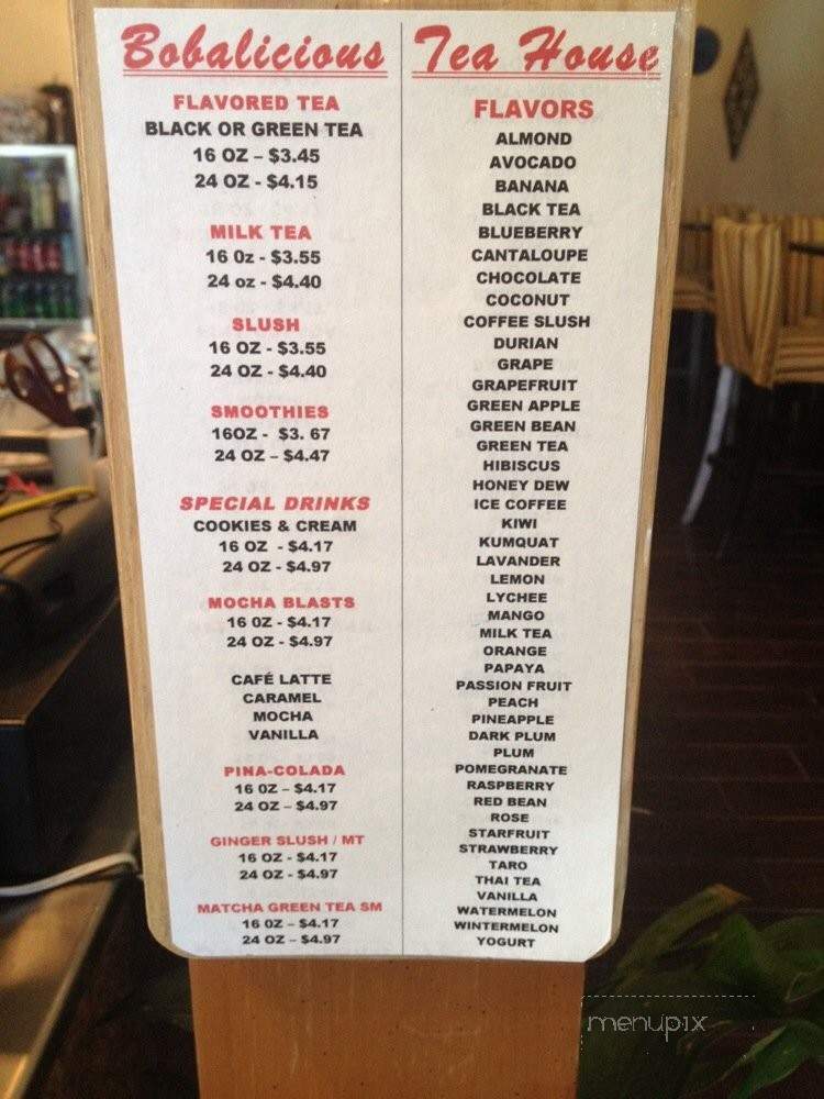 Bobalicious Tea House and Water - Rancho Cucamonga, CA menu_pic
