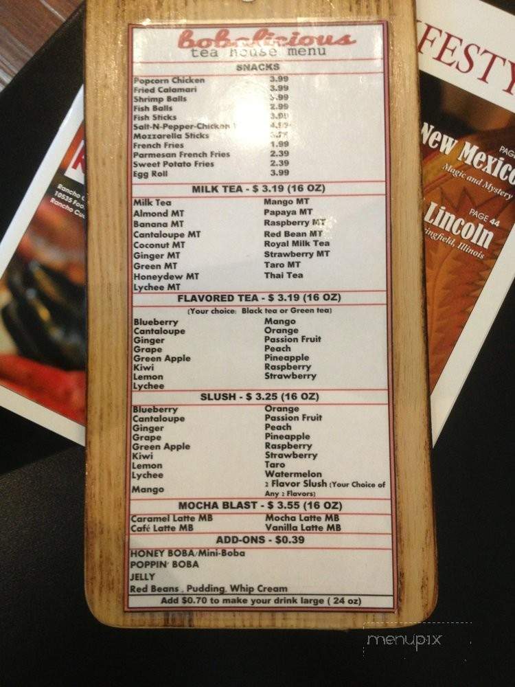 Bobalicious Tea House and Water - Rancho Cucamonga, CA menu_pic
