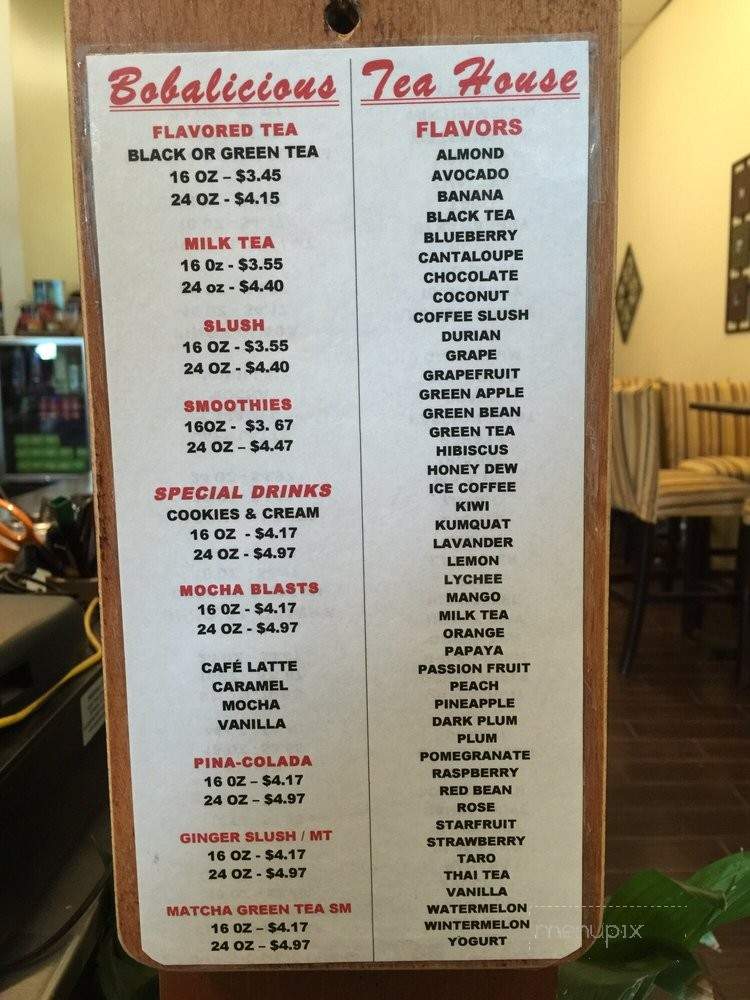 Bobalicious Tea House and Water - Rancho Cucamonga, CA menu_pic