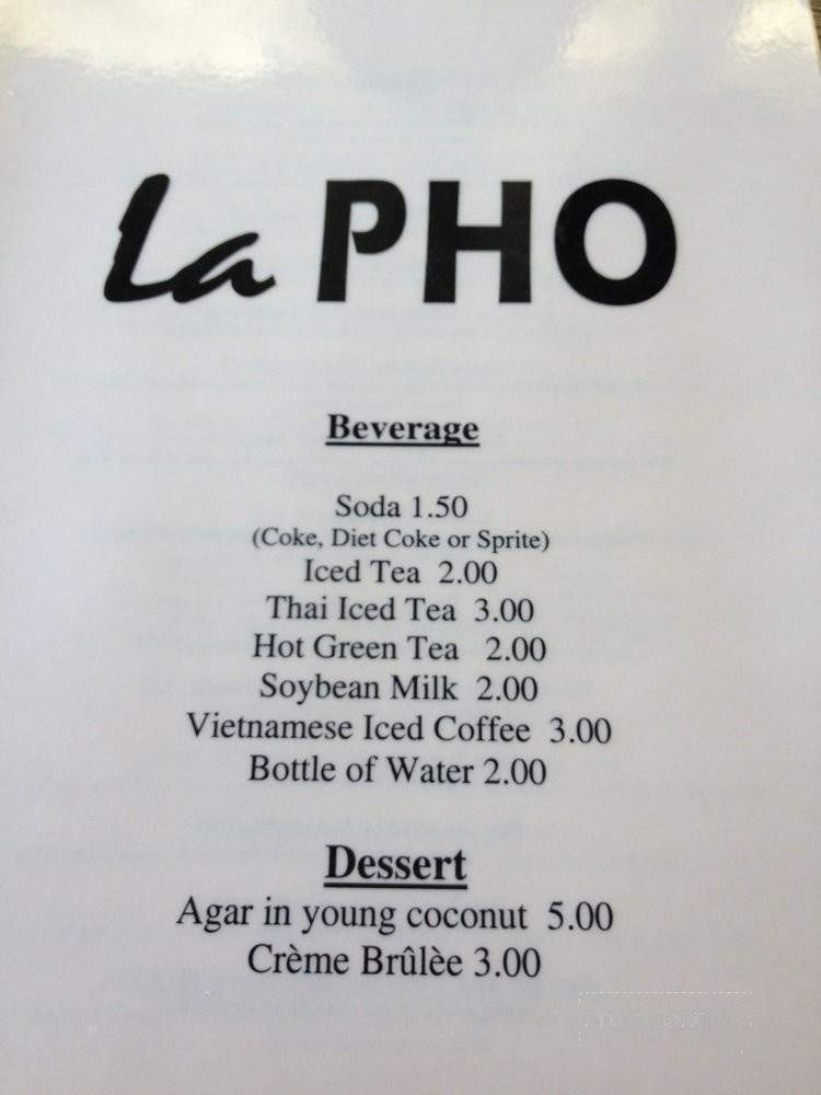 La Pho - Irvine, CA menu_pic