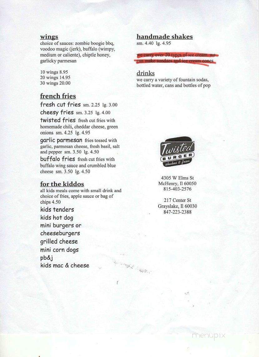 Twisted Burger - Grayslake, IL menu_pic