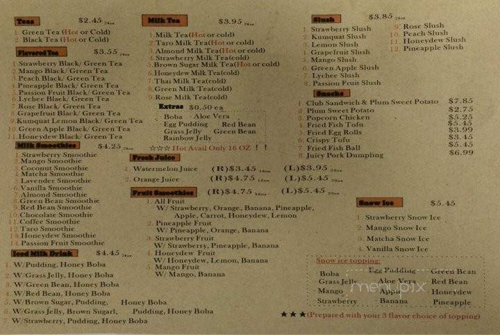 Cozy Tea & Juice - Valencia, CA menu_pic