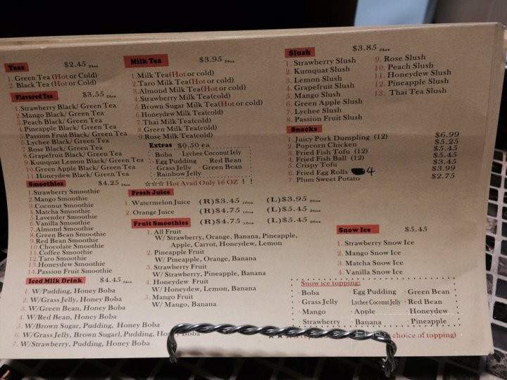 Cozy Tea & Juice - Valencia, CA menu_pic