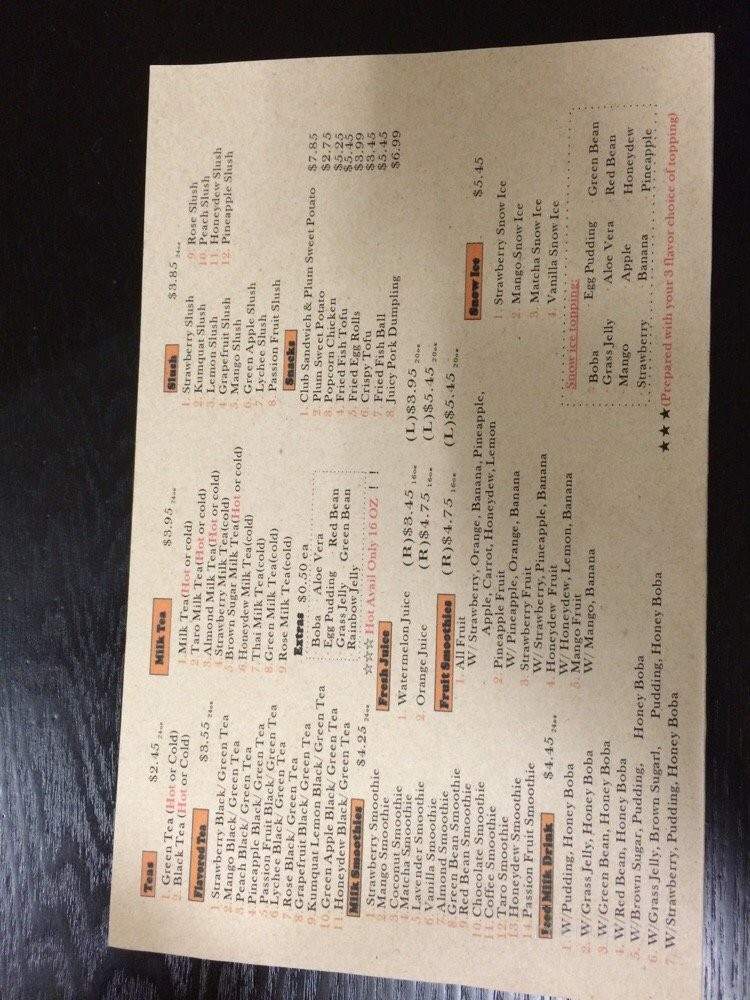 Cozy Tea & Juice - Valencia, CA menu_pic