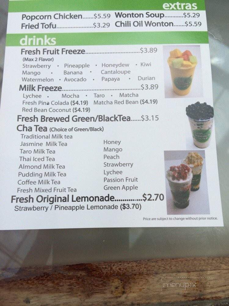 Cha Noodle House - Arcadia, CA menu_pic