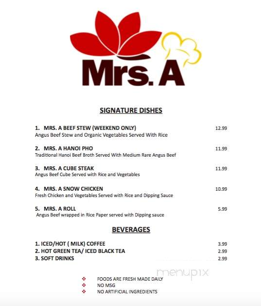 Mrs A - Torrance, CA menu_pic