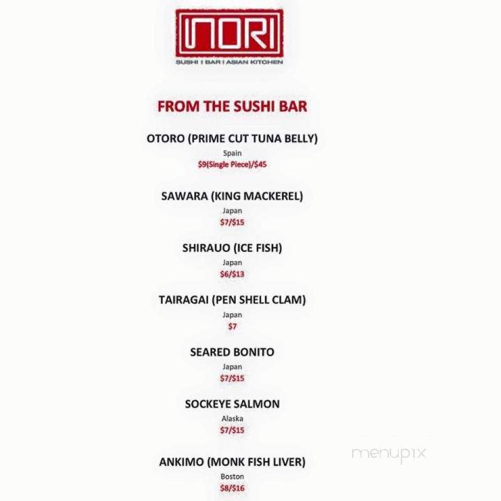 Nori Sushi - West Hollywood, CA menu_pic