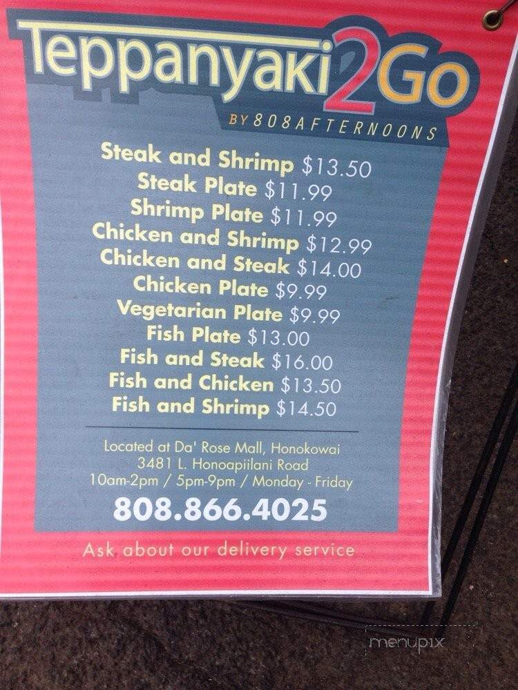 Teppanyaki 2 Go by 808 Afternoons - Lahaina, HI menu_pic