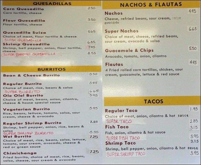 Ole Ole Burrito Express - Oakland, CA menu_pic