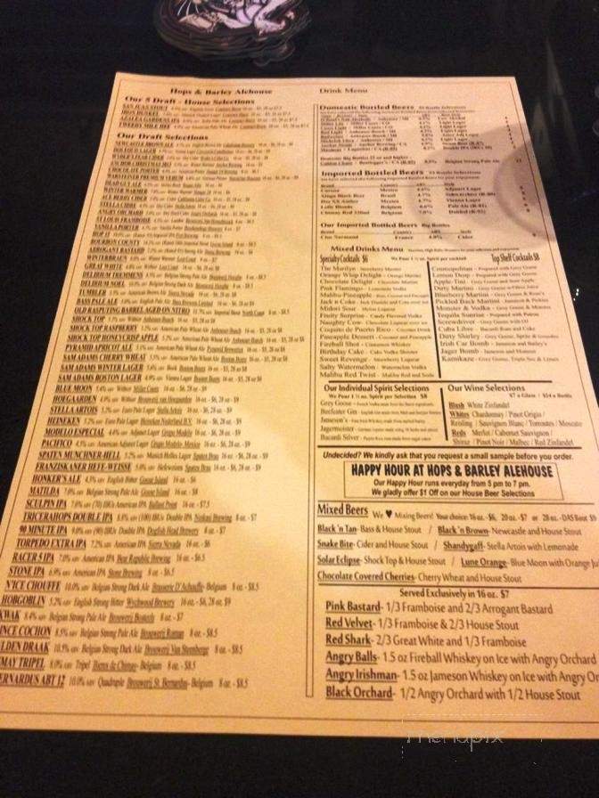 Hops and Barley Alehouse - South Gate, CA menu_pic