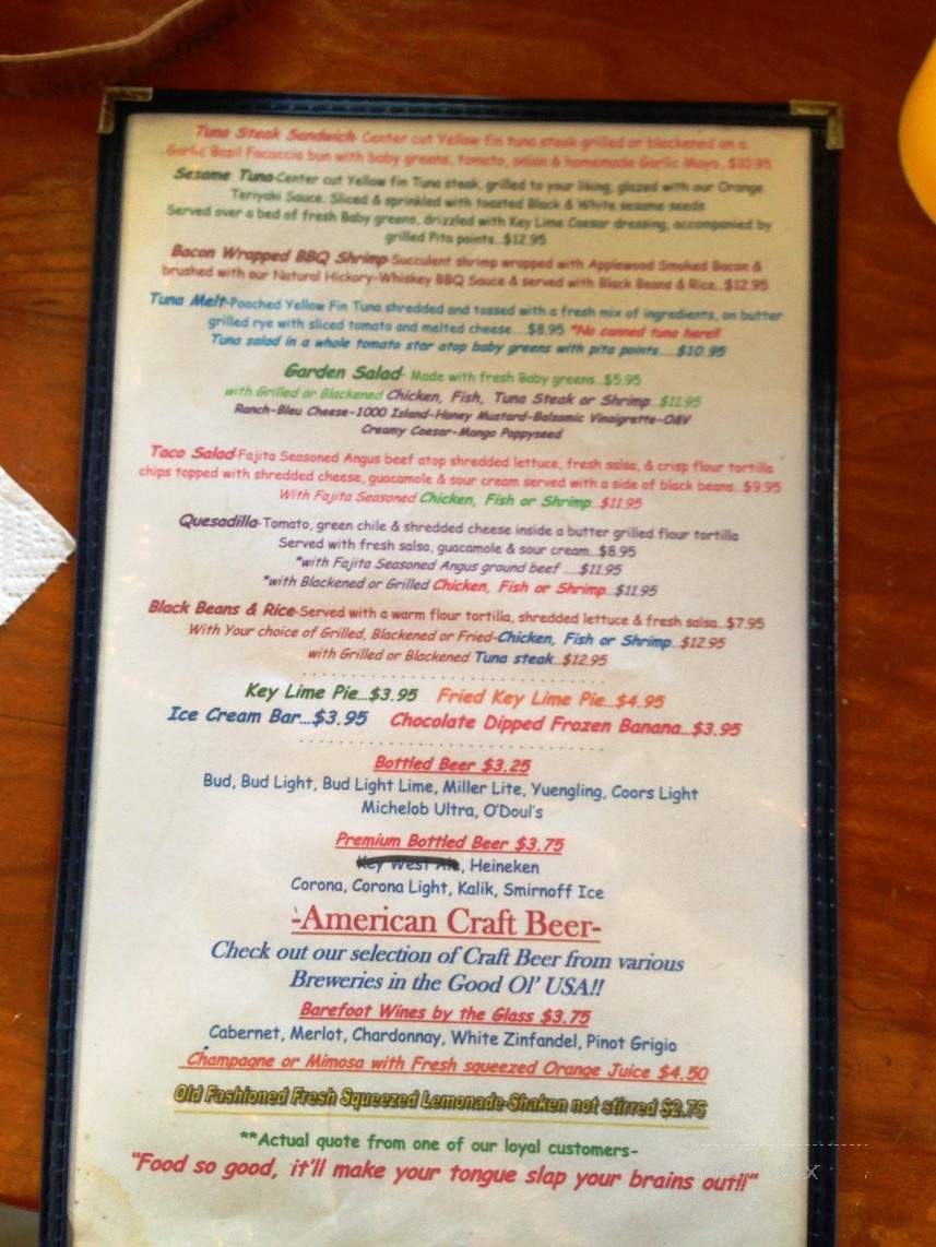 Burdines Waterfront Bar & Grill - Marathon, FL menu_pic