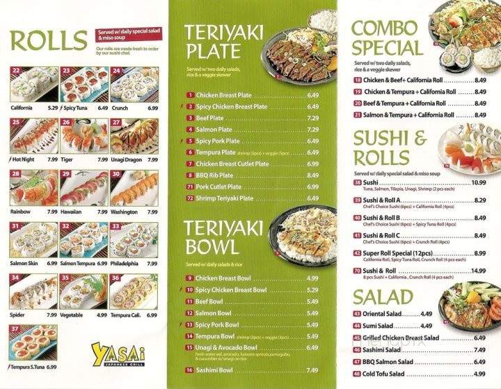 Yasai Japanese Grill - Placentia, CA menu_pic