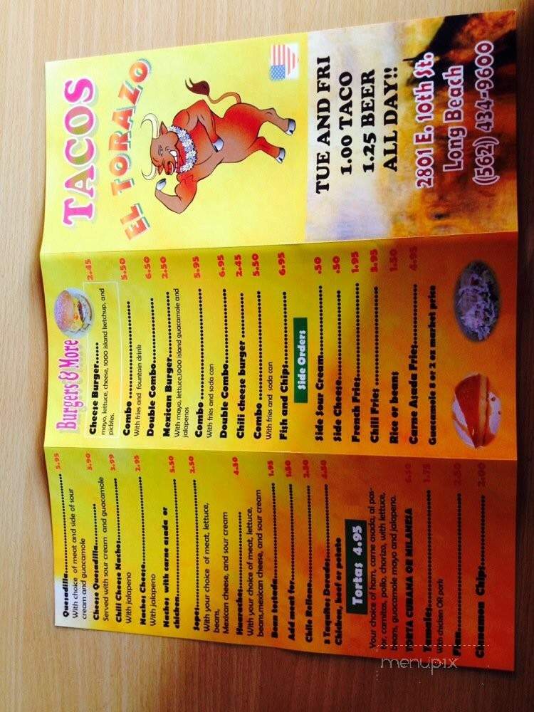 El Torazo - Long Beach, CA menu_pic