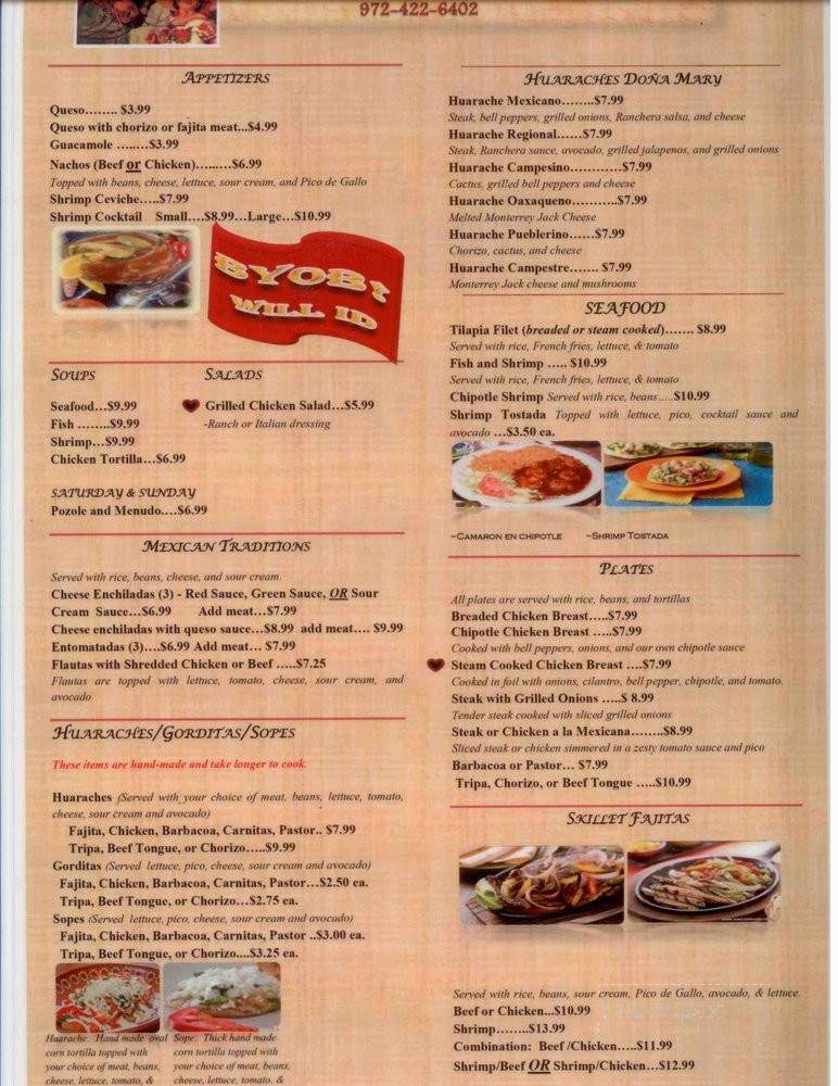 Dona Mary - Plano, TX menu_pic
