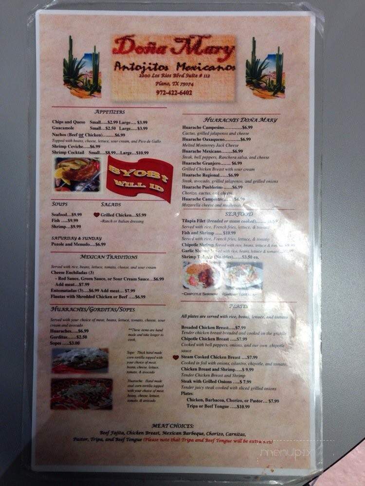 Dona Mary - Plano, TX menu_pic