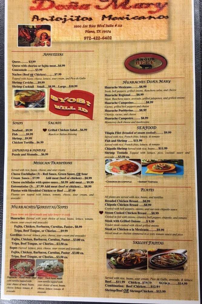 Dona Mary - Plano, TX menu_pic