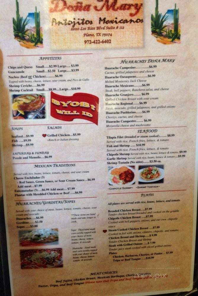 Dona Mary - Plano, TX menu_pic