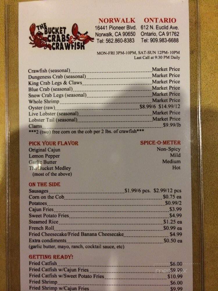 The Bucket Crabs And Crawfish - Norwalk, CA menu_pic