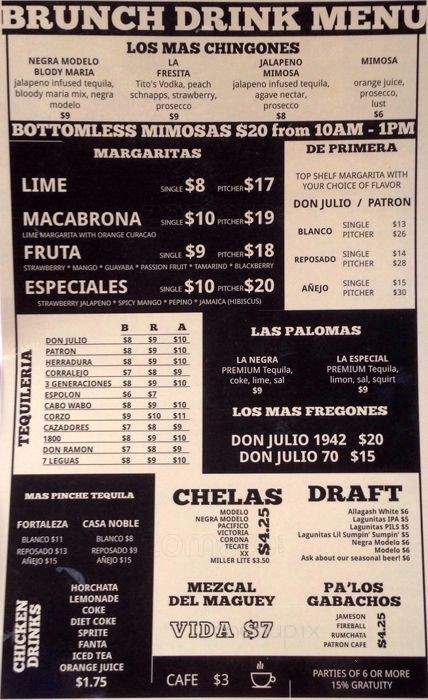 La Vaca Margarita Bar - Chicago, IL menu_pic