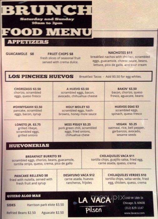 La Vaca Margarita Bar - Chicago, IL menu_pic