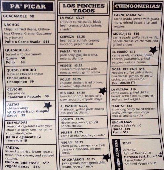 La Vaca Margarita Bar - Chicago, IL menu_pic