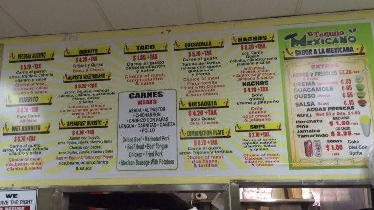 El Taquito Mexicano - Pasadena, CA menu_pic