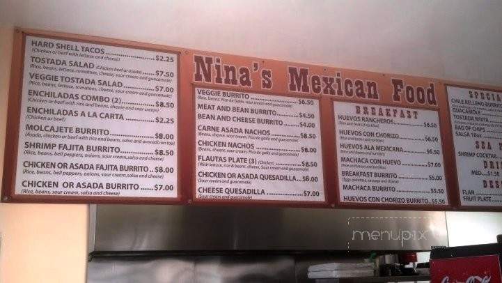 Nina's Mexican Food - Los Angeles, CA menu_pic