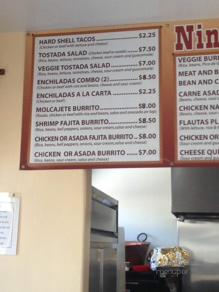 Nina's Mexican Food - Los Angeles, CA menu_pic