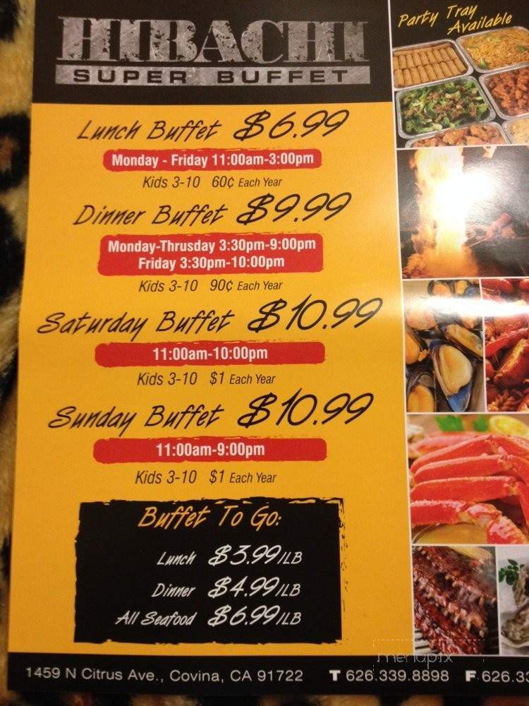 Hibachi Super Buffet - Covina, CA menu_pic