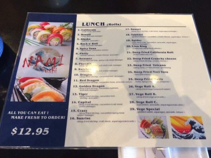 Nami Sushi - Davis, CA menu_pic