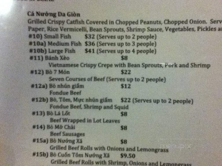 Huong Que - San Jose, CA menu_pic