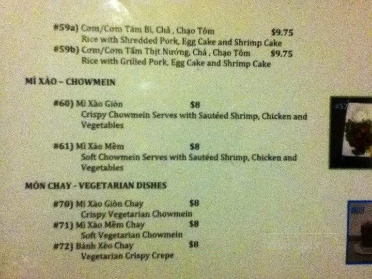 Huong Que - San Jose, CA menu_pic
