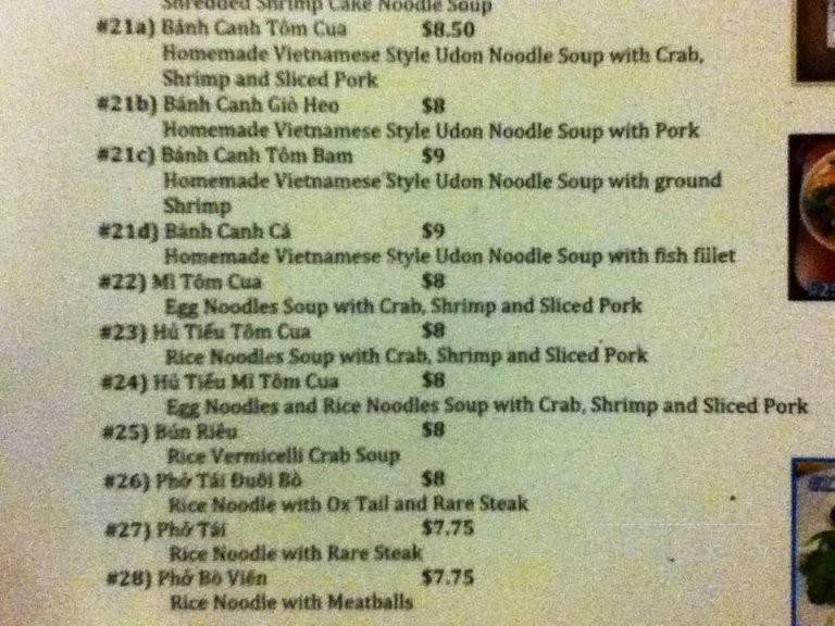 Huong Que - San Jose, CA menu_pic