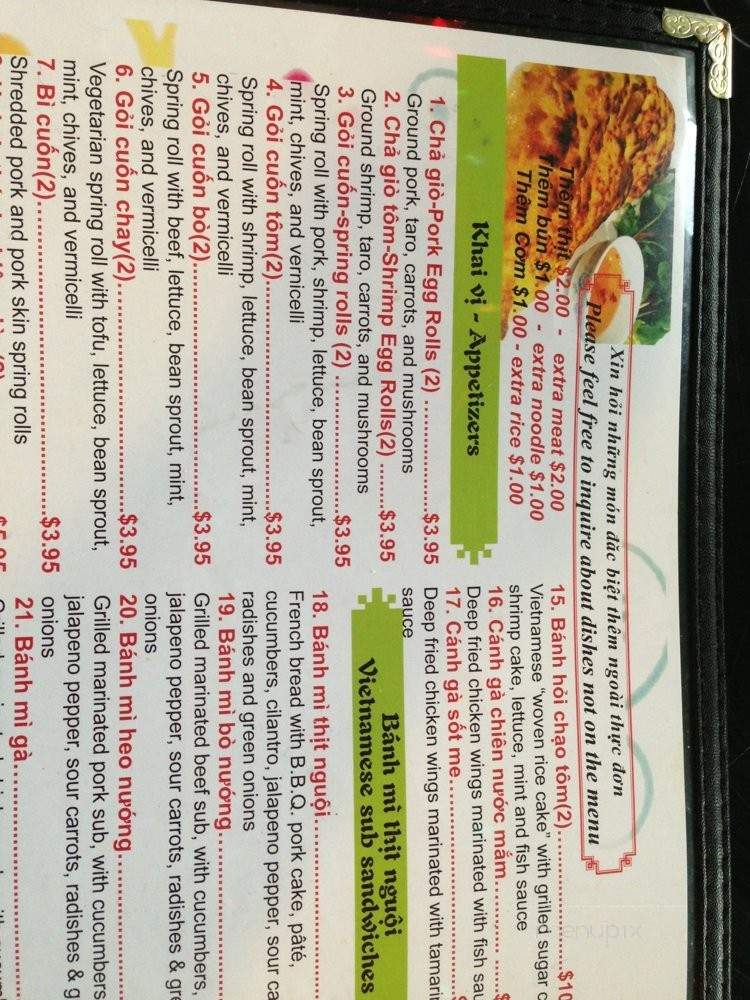 Nha Hang Viet Nam - Chicago, IL menu_pic
