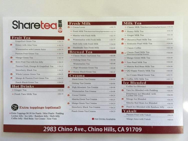 /250854458/Sharetea-Menu-Chino-Hills-CA - Chino Hills, CA