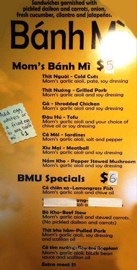 Banh Mi Unwrapped - Seattle, WA menu_pic