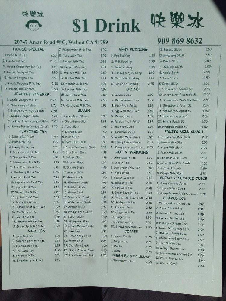 $1 Drink - Walnut, CA menu_pic