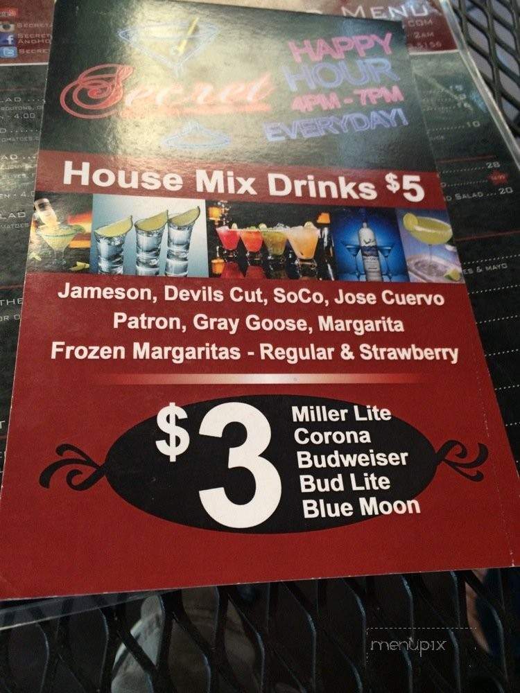 Secret Restaurant and Hookah Lounge - Los Angeles, CA menu_pic