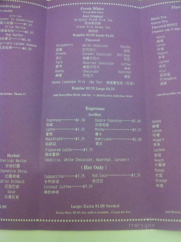 Lin's Wonderland Tearoom - Rowland Heights, CA menu_pic