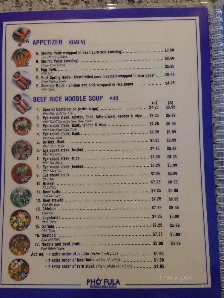 Pho Fula - La Habra, CA menu_pic
