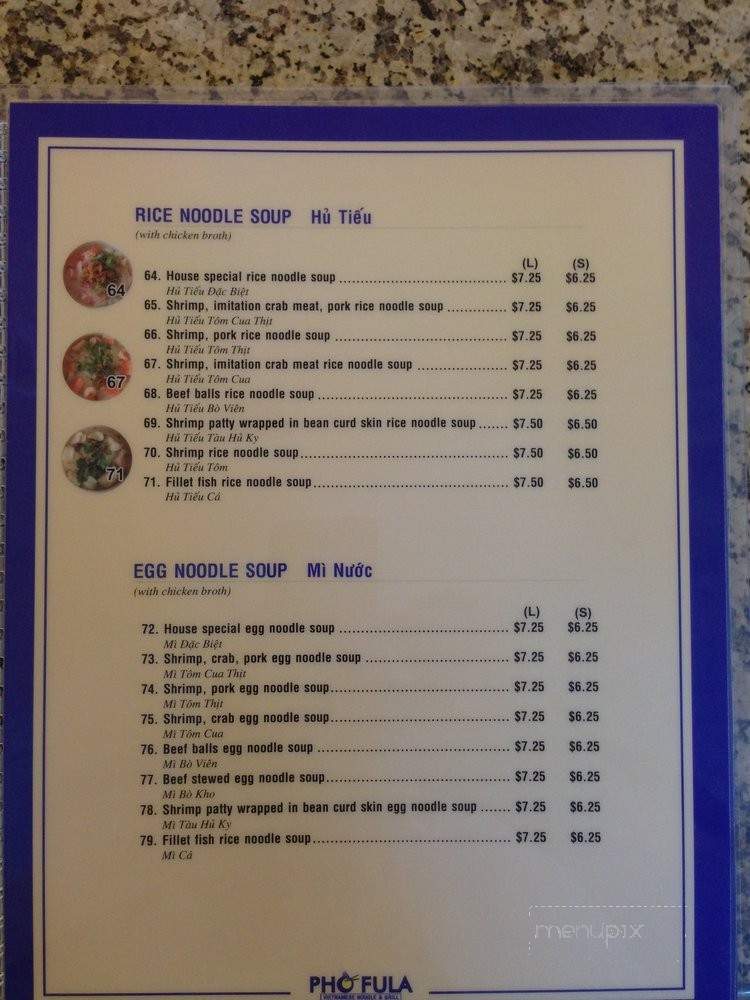 Pho Fula - La Habra, CA menu_pic