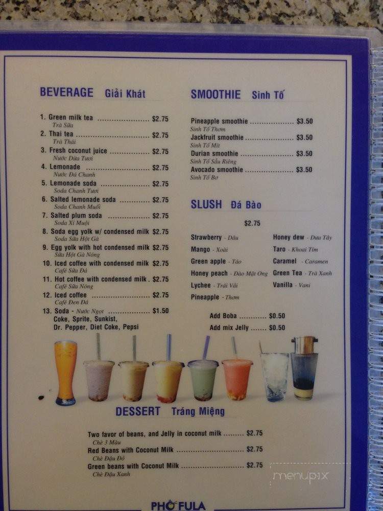 Pho Fula - La Habra, CA menu_pic