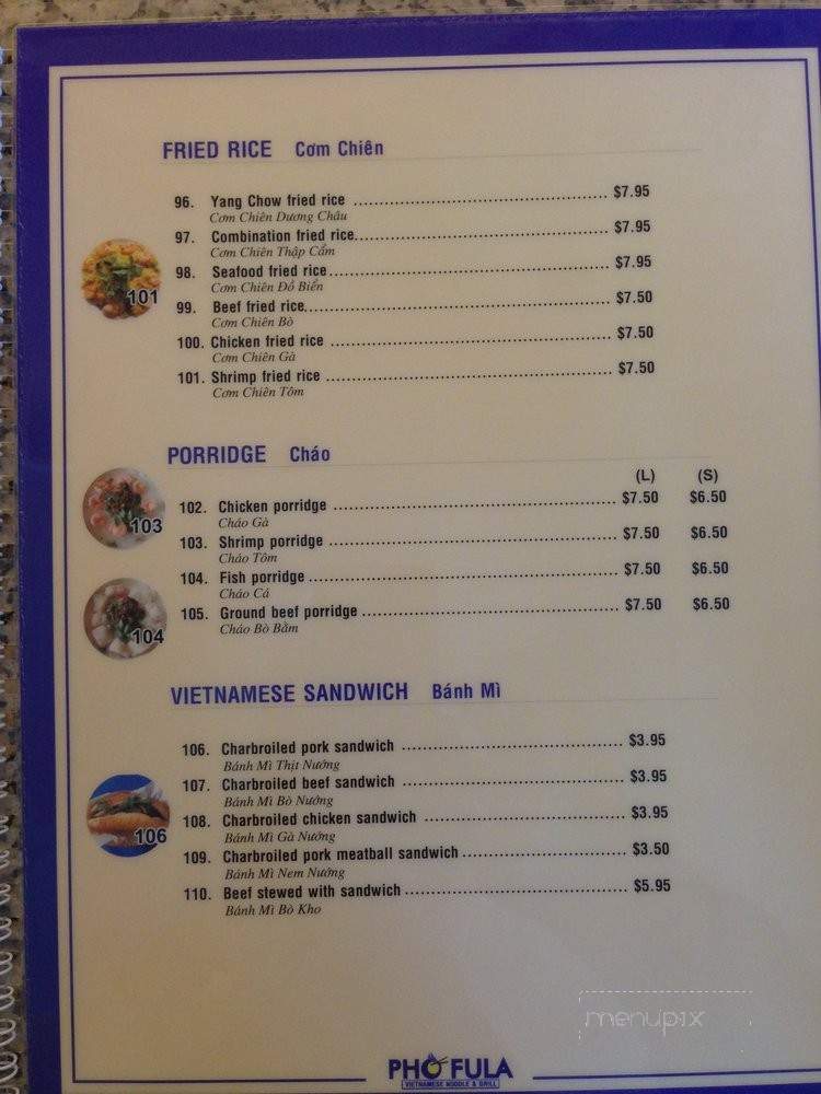 Pho Fula - La Habra, CA menu_pic