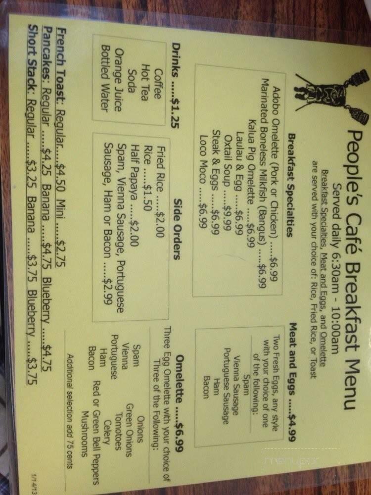 People's Cafe - Honolulu, HI menu_pic