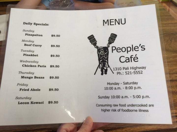 People's Cafe - Honolulu, HI menu_pic