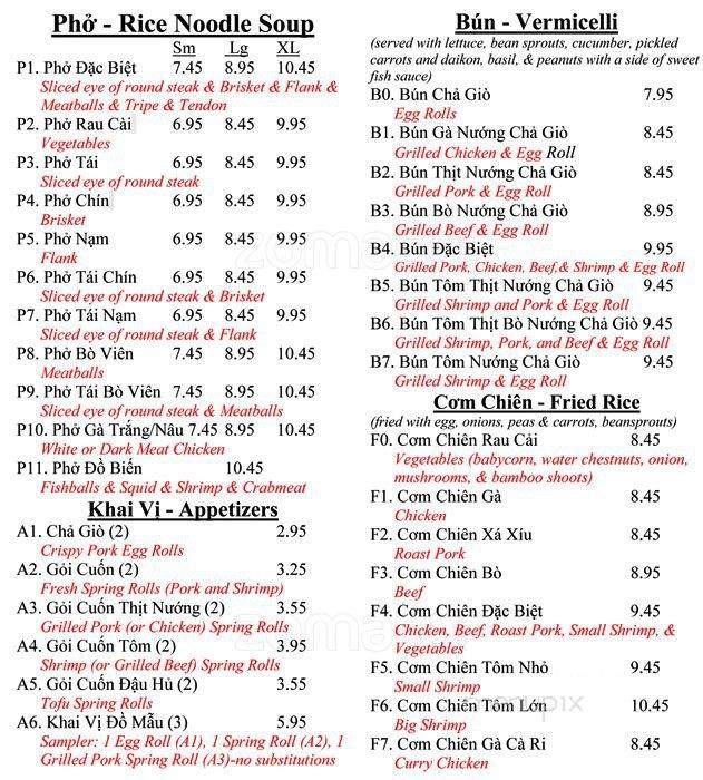 Pho Truong - Richardson, TX menu_pic