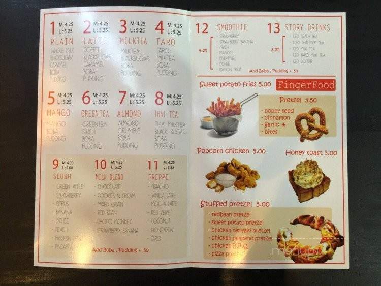 Boba Story - Los Angeles, CA menu_pic