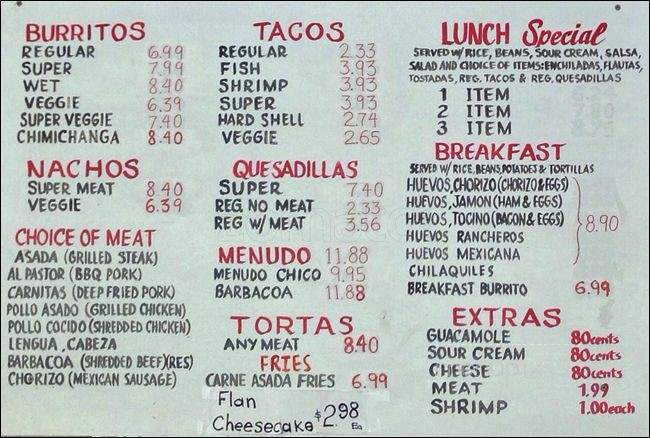 Taqueria El Mex-Cal - Fremont, CA menu_pic